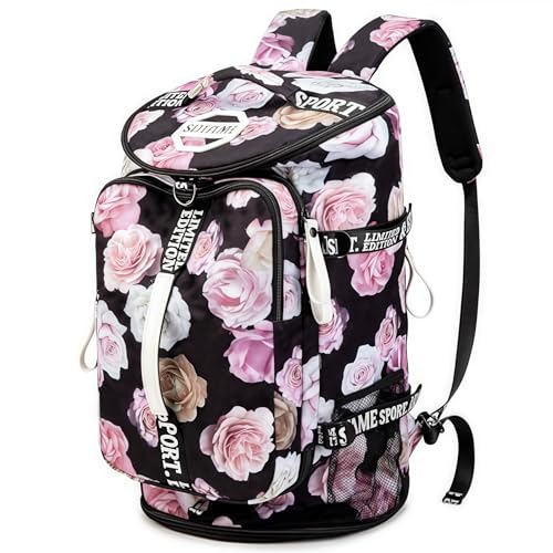 SDTAME Gym Duffel Backpack with Shoe Pocket & Laptop Sleeve - color: Red