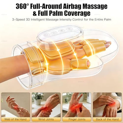 Hand Massager with Heat & Compression for Pain Relief | Hand Massager for Arthritis and Carpal Tunnel Relief, 3 Modes 3 Heat Levels 5 Compression Settings, Office, Home, Travel - color: Gray
