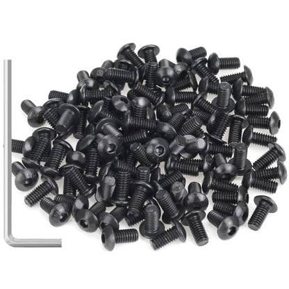 105 Pieces M4 x 8mm Button Head Socket Cap Screws, Thread Pitch 0.7mm, Sutemribor M4 Black Screws, 10.9 Grade Alloy Steel, Black Oxide Finish, Fully Threaded - size: M4 x 8mm, style: Button Head