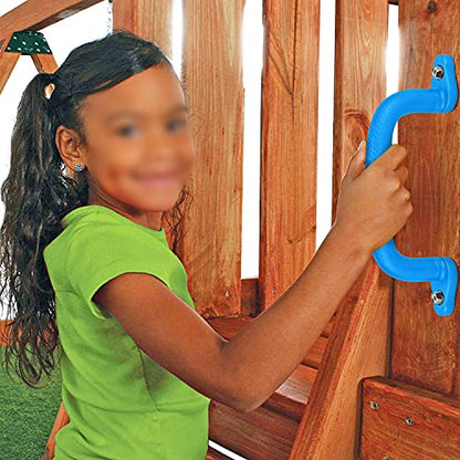 Dolibest 2-Pack Safety Handles for Swing Sets & Playsets - Monkey Bars with Anti-Skid Grip & Finger Indentations, Plastic Grab Handles, Easy Mounting for Climbing Frames, Playhouses, Treehouses - color: Blue-2pcs