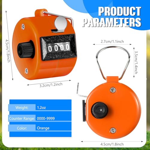 TOODOO 6 Pack Hand Tally Counter 4 Digit Mechanical Palm Clicker Plastic Hand Held Counter Clicker with Metal Finger Ring for School Golf Sports Events Office Stadium - color: Orange