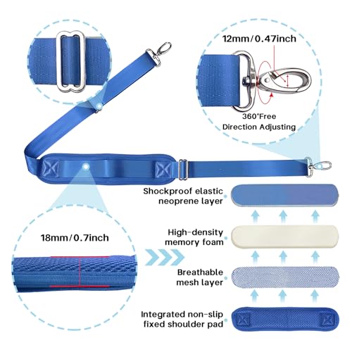 Shoulder Strap for Bag Universal Replacement 58"/67" Fixed Padded Adjustable Buckle Heavy Duty Shoulder Strap - color: Blue, size: 58"