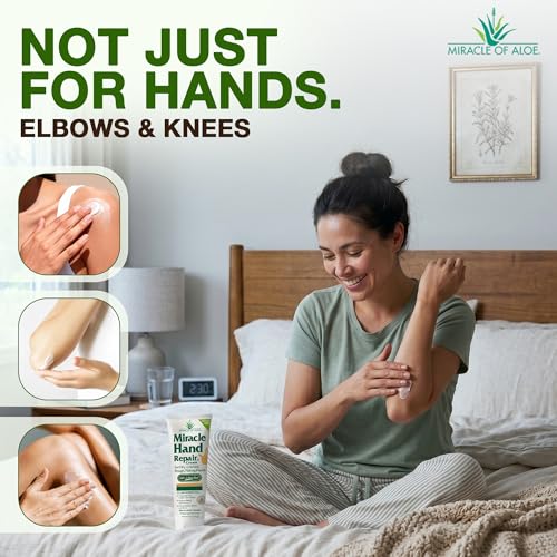 Miracle Hand Cream For Dry Cracked Hands, Hand Repair Cream, 8 Oz & 1 Oz | 60% Aloe Vera, Non Greasy Moisturizer For Working Hands, Fast Absorbing Lotion For Extremely Dry Skin, Travel Size Cream - size: 9 Ounce (Pack of 1)
