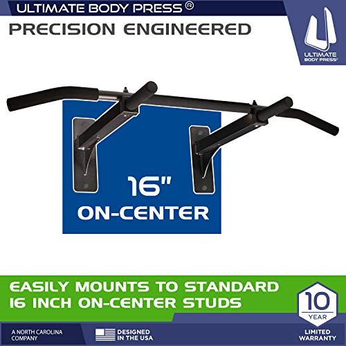 Wall Mount Pull Up Bar with Extra Clearance, Fits 16" Studs by Ultimate Body Press - color: Wall Mount Pull Up Bar and Strap System