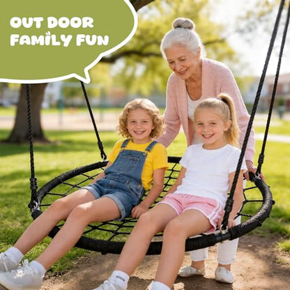 ZENY 48'' Spider Web Tree Swing for Kids and Adults, Steel Frame, 660 lb Capacity, Outdoor Swing Set,Hanging Straps, Adjustable Ropes (48 inch) - size: 48 inch
