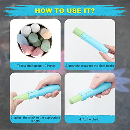 Windspeed Sidewalk Chalk Holder - 10 Pcs Railroad and Jumbo 1 Inch Plastic Holders for Kids, Teachers, Students, School, Office and Artists