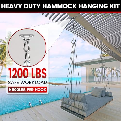 sprookber 304 Stainless Steel Pad Eye Snap Hooks, M8 Heavy Duty Ceiling Hooks, 1200 lb Capacity Hammock Swing Hanging kit, Plant Hangers, Marine Hardware Staple Hook Loop with Screws, Set of 8 - size: 3.15 inch, style: Oval