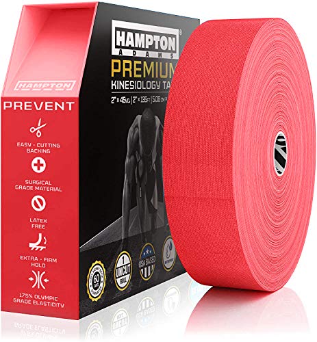 Hampton Adams | As Seen on Shark Tank | Original Kinesiology Tape | 135ft Uncut Bulk Roll | Supports & Protects Muscle Wrist Knee Shoulder Back Plantar Fasciitis | Waterproof Hypoallergenic (Red) - color: Red, size: 2in x 135ft (1 Roll)