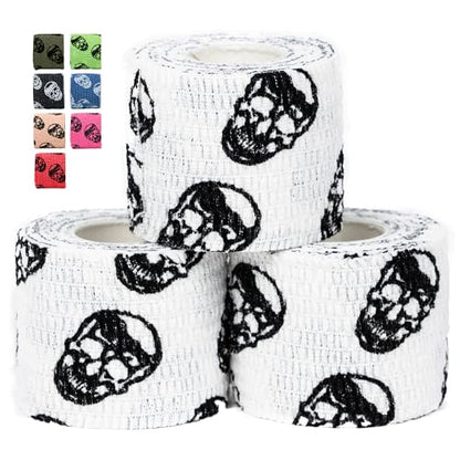 Gymreapers Hook Grip Weightlifting Tape (3 Pack) Premium Adhesive Thumb Skull Tape for Finger Protection, Powerlifting, Exercise & Cross Training - Athletic Sweat Proof Tape - color: White