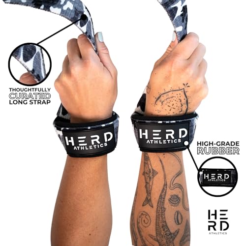 Lifting Wrist Straps – 23" Length x 1.5" Width – Padded Neoprene Cotton Straps for Weightlifting, Powerlifting, Functional Training, Strength Training & Deadlifts – Heavy Duty Grip Support - color: Grey Camo