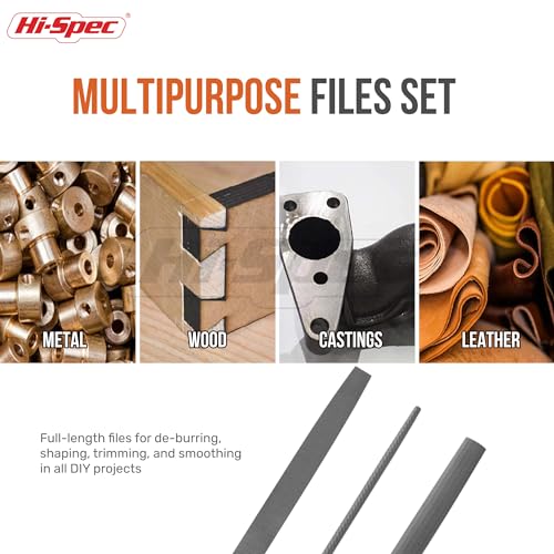 Hi-Spec Metal Hand File Tool Set for Wood, Metal and Craft Work with Case | 3pc, 8in/200mm, everyday fixes made easier, organized portable storage, beginner-friendly selection, neat layout, quick prep - size: 3 pieces