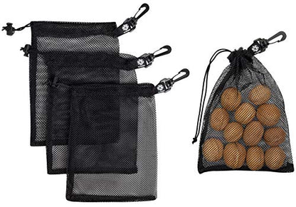 PALTERWEAR Small Mesh Bag with Clip and Toggle Closure (Set of 4, Black, 7 x 9 Inch) for Watersports Trekking Sailing - size: 7 x 9 inch