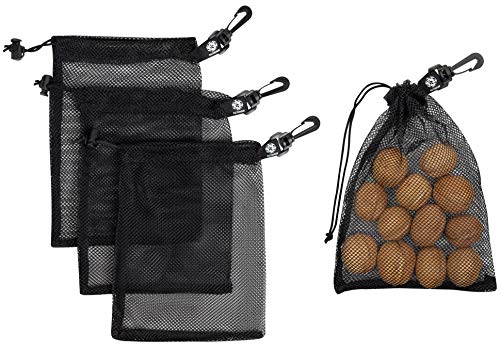 PALTERWEAR Small Mesh Bag with Clip and Toggle Closure (Set of 4, Black, 7 x 9 Inch) for Watersports Trekking Sailing - size: 7 x 9 inch