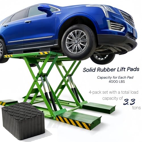 Anti-Skid Solid Rubber Auto Lift Pads – 4 Pack Heavy Duty Lift Blocks for Floor Jacks, Jack Stands & Car Lifts, 4000 Lbs Loading Capacity, 6.3" x 4.7" x 3.2" Size for Frame Protection - size: 6.3" x 4.7" x3.2"