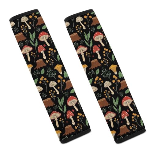 Universal Soft and Comfortable Seat Belt Cover for Child, Most Cars, 2 Piece Mushroom Easter Cute Cottagecore Shoulder Protector Comfortable Driving - color: Pattern 928