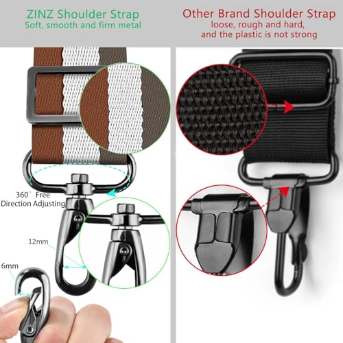 ZINZ Shoulder Strap 58" Ultra-Thick Fixed Padded and Adjustable Buckles Crossbody Strap for Briefcase Laptop Bag Luggage - color: Stripes-brwgy