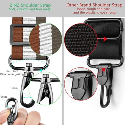 ZINZ Shoulder Strap Universal Bag Strap - 78" Ultra-Thick Padded with Dual Balanced Adjustable Buckles for Briefcase, Travel, Sports, Laptop, Crossbody Bag，Stripes-BrWGy - color: Stripes-brwgy