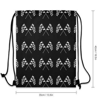 Theft Proof Cinch Sack Drawstring Backpack Water Resistant for Camping Travel Sports Gear Men Women, Checkered Racing Flag Bags - color: Picture (23)