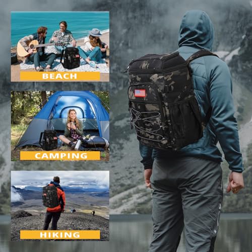 25L Insulated Cooler Backpack Water-Resistant Molle Cooler Bag for Camping | 25L Large Capacity Tactical Cooler Backpack Bag with Compartment Insulation Water-Resistant & Leakproof Durable & Comfortable - color: Black Camo