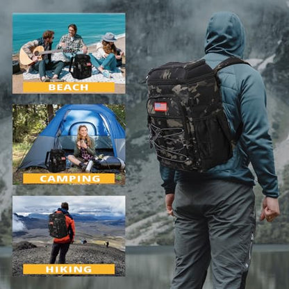25L Insulated Cooler Backpack Water-Resistant Molle Cooler Bag for Camping | 25L Large Capacity Tactical Cooler Backpack Bag with Compartment Insulation Water-Resistant & Leakproof Durable & Comfortable - color: Black Camo