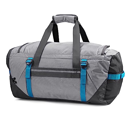 High Sierra Fairlead Convertible Duffel Bag, Lightweight and Durable Weekender Duffel, easily converts into backpack, 64L Capacity, Steel Gray/Mercury/Blue - color: Steel Grey/ Mercury, size: Convertible Backpack/Duffel