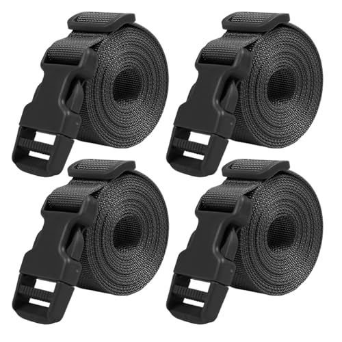 XTACER 1 Inch Molle Backpack Accessory Strap Luggage Straps Cover Strap Sleeping Bag Strap with Buckle (Black, 60) - color: BLACK, size: 60 Inches