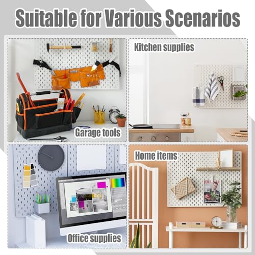 Moxweyeni 24 Pcs Pegboard Accessories Compatible with IKEA Skadis Organizer Kit 2.36 x 3.74 Inch White Peg Board Hooks Set Metal Storage Tool Waterproof Home Office Indoor Supply