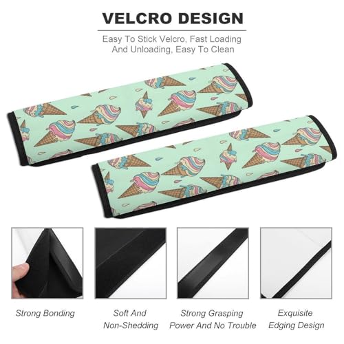 1 Pair Ice Cream Cones Colorful Seat Belt Shoulder Pad Soft Padded Seat Belt Cushion for Adult Use, Stroller Pushchair High Chair, Pressure Relief - color: Pattern 909