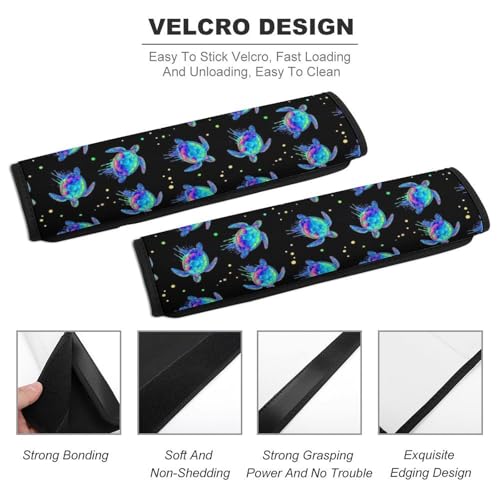 2 Pack Universal Soft and Comfortable Seat Belt Cover for Kids, Car Seats Pushchair Strollers High Chair Pushchair, Sea Turtles Blue Black Seat Belt Cushion - color: Pattern 1276