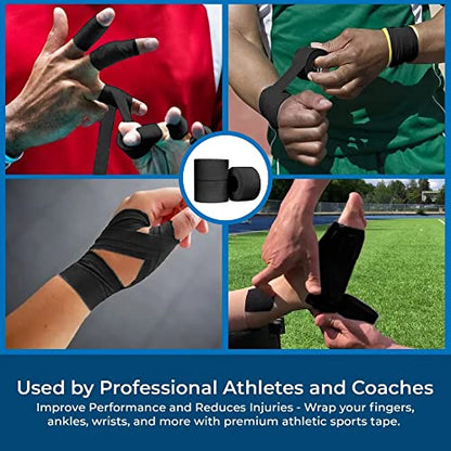 Athletic Tape – 3 Adhesive Rolls-1.5" x 15 Yards per roll -No-Sticky Residue – Black Medical Tape - Sport Tape -Skin Friendly, Use for Athletes,Coaches, Amateurs - color: Black - 45 yards