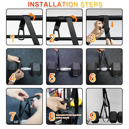J Bryant Adjustable Dumbbell Spotter Straps – Heavy Duty Weight Lifting, 220LB Capacity Per Strap, 5 Quick-Adjust Positioning Points, Compatible with Squat Racks & Pull-Up Bars for Home & Gym