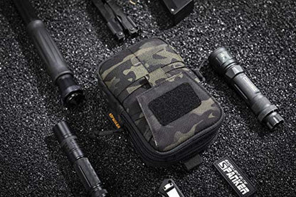 EXCELLENT ELITE SPANKER Tactical Molle EDC Pouch with Cellphone Pouch | Molle admin pouch,molle utility pouch,tool pouch,Organizer Nylon Belt Waist Bag - color: Multicam-Black