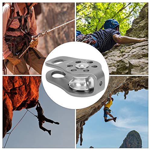20KN Outdoor Climbing Pulley, Aluminum Side Swing Pulley, Climbing Pulley for Climbing Aloft Work Rappelling Rescue - size: Gray