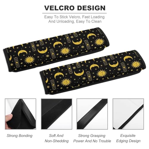 Soft Padded Car Seat Straps Shoulder Pads for Elderly Support, All Vehicles, 1 Pair Sun Moon Celestial Shoulder Protector Anti-Slip Pad - color: Pattern 933