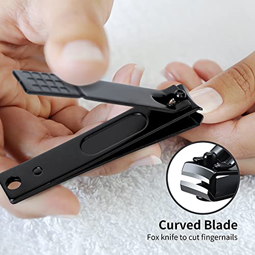 Aogeili Nail Clippers Set, Sharp Stainless Steel Fingernail & Toenail Clippers, Black Nail Cutter, Perfect 4 pcs Black Nail Cutter for Men/Women/Kids, Set Include Nail File. - size: Large/Small/Oblique/File