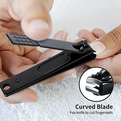 Aogeili Nail Clippers Set, Sharp Stainless Steel Fingernail & Toenail Clippers, Black Nail Cutter, Perfect 4 pcs Black Nail Cutter for Men/Women/Kids, Set Include Nail File. - size: Large/Small/Oblique/File