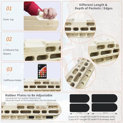 TWO STONES Rock Climbing Fingerboard Door Mounted Training Station as Rock Climbing Hangboard Climbing Pull Up Bar, Rock Climbing Board for Hanging Practice and Finger Strength Training