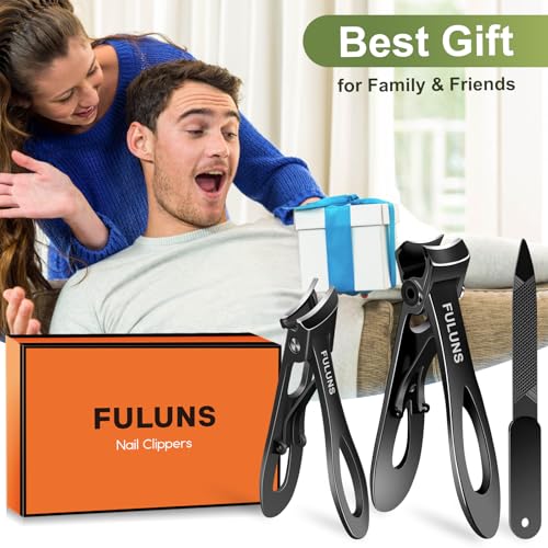 Toenail Clippers for Men Thick Toenails with 16MM Wide Jaw Opening, Large Nail Clippers for Seniors Thick Nails with Long Handle, Heavy Duty Sharp Slanted Nail Cutter Gifts for Men Women Adults - style: Black Slanted Nail Clippers Set