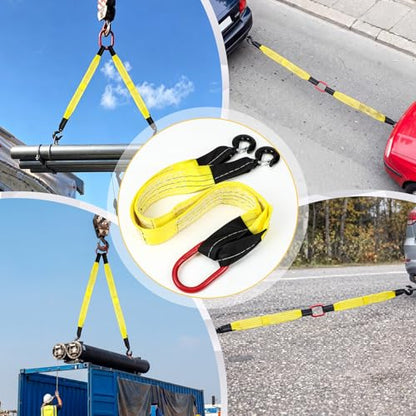 2 Pack Lifting Slings Straps with Hooks Web Slings Capacity Polyester Bridle Sling Heavy Duty Two Leg Lifting Straps for Engines Cranes Hoists Truck (3.3ft,Yellow) - color: Yellow, size: 3.3ft