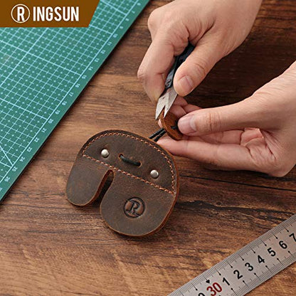 Ringsun Leather Archery Finger Tabs,Handmade Archery Finger Guard for Shooting Practice Gear, Recurve Bow Fingers Tab - color: Left