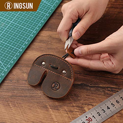 Ringsun Leather Archery Finger Tabs,Handmade Archery Finger Guard for Shooting Practice Gear, Recurve Bow Fingers Tab - color: Left