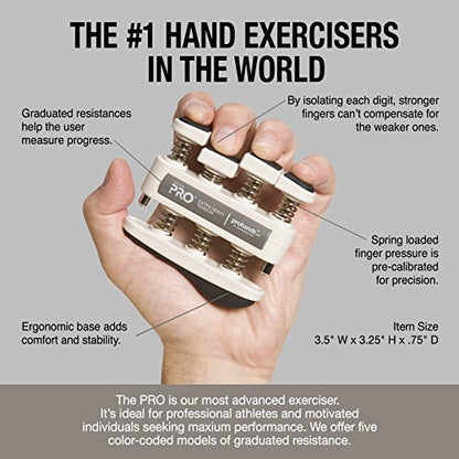 Prohands PRO Hand Exerciser, Finger Exerciser (Hand Grip Strengthener), Spring-Loaded, Finger-Piston System, Isolate and Exercise Each Finger - color: Gray - Pro, size: 11 lb (Extra-Heavy Tension)