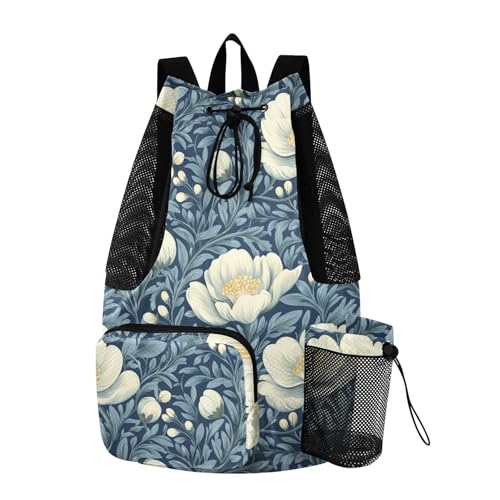 Drawstring Backpack Climbing Gym Bag With Inside Pockets String Back Bag Waterproof Vintage Flowers Pattern