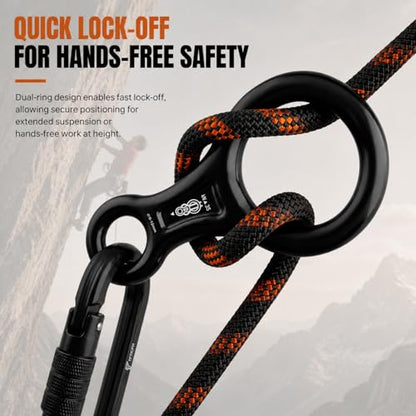 Figure 8 Descender, 30kN Climbing Descender, Heavy Duty 7075 Aluminum Belay & Rappel Equipment for Climbing, Mountaineering, Arborist, Caving, Aerial Yoga - color: 35kN-Black