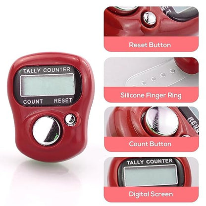 Sewery Electronic Finger Tally Counter 7-Pack, Mini LCD Digital Display Tally Counter, Handheld Counter Clicker Pitch Counter for Coaching, Knitting, Lap, Fishing, Golf and Row