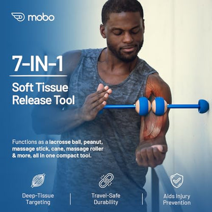 MOBO 7-in-1 Muscle Roller Stick – Full-Body Massage Roller for Myofascial Release, Trigger Point Therapy, Muscle Recovery, Deep Tissue Leg & Back Pain Relief, Physical Therapy, Gym & Travel Use