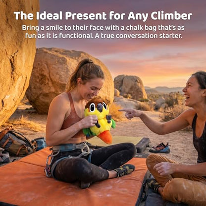 Parrot Rock Climbing Chalk Bag, Cute Bird Climbing Chalk Bucket, Adjustable Waist Belt for Indoor Outdoor Bouldering Sport Climbing, Unique Climbing Gear Gift for Climbers