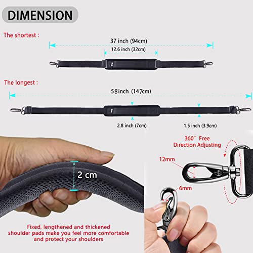 ZINZ Shoulder Strap 58" Ultra-Thick Fixed Padded and Adjustable Buckles Crossbody Strap for Briefcase Laptop Bag Luggage - color: Dark Gray
