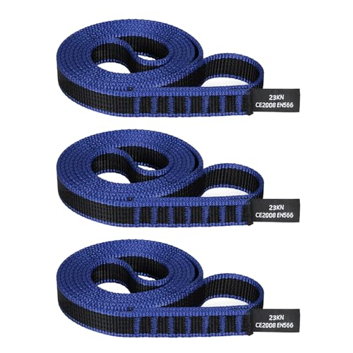 18mm Nylon Climbing Sling Runner 23KN CE2008/EN566 Certified - Webbing Straps for Outdoor Rock Climbing, Rappelling, Swing, Yoga Hammock etc - color: Light blue, size: 90cm/ 36inch |Pack of 3