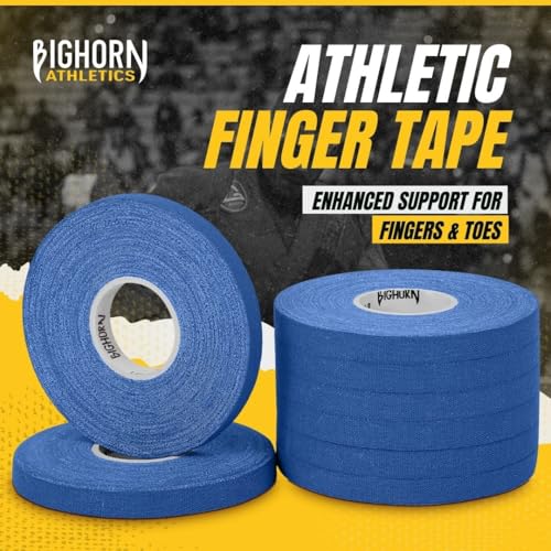 Bighorn Athletics Jiu Jitsu Finger Tape | Residue-Free Athletic Finger Tape for Sports & Injuries: Rock Climbing, Volleyball, Football, Basketball, Hands & Toes | 0.3-Inch x 45-feet, 8-Rolls, Blue | Residue-Free, For Sports & Injuries, Jiu Jitsu, Rock Cli